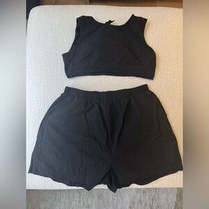 Black Crop Top and Shorts Set